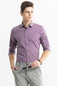 Snitch Men Solid Formal Purple Shirt