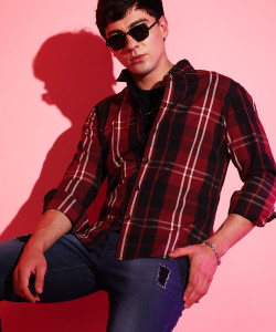 CAMPUS SUTRA Men Checkered Casual Red, Black, White Shirt