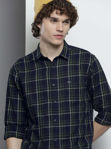 The Indian Garage Co. Men Checkered Casual Blue Shirt