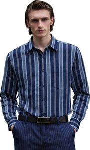 LEGACY ORIGINALS Men Striped Casual White, Blue Shirt