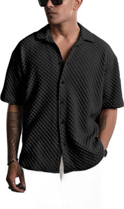 SMBT0 Men Striped Casual Black Shirt