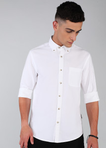 FLYING MACHINE Men Solid Casual White Shirt