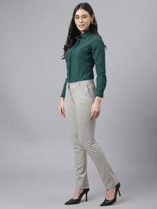 English Navy Women Solid Formal Purple Shirt