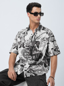 The Souled Store Men Graphic Print Casual White Shirt