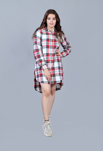 ADDICTED ATTIRE Women Self Design Casual Multicolor, Red, White Shirt