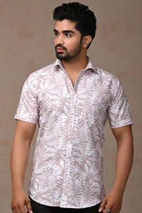 HUMAX Men Printed Casual Beige Shirt
