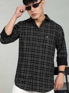 sti Men Checkered Casual Black Shirt