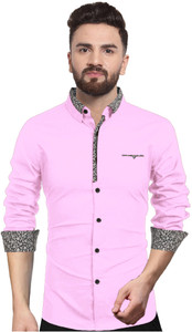 KAKIDO Men Solid Casual Pink Shirt
