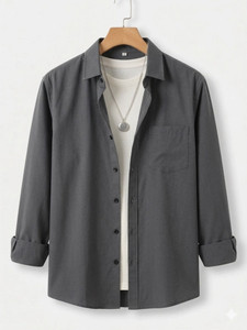 METRONAUT Men Solid Casual Grey Shirt