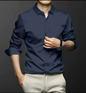 Sam Unique Man Men Solid Formal Silver Shirt