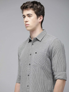 THE BEAR HOUSE Men Printed Casual Black, White Shirt