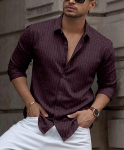 SPOQUE Men Purple Printed Casual Shirt - Image 5