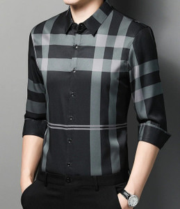 ratric exim Men Checkered Casual Black, Grey Shirt