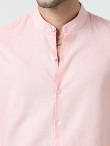 RESERIO Men Solid Formal Pink Shirt