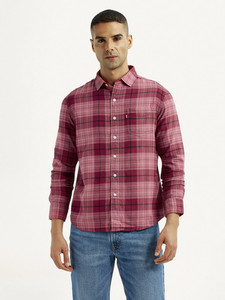 LEVI'S Men Checkered Casual Red Shirt