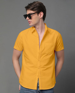 Tyzlo Men Solid Casual Yellow Shirt