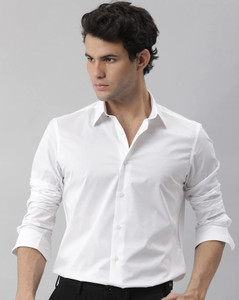 FUBAR Men Solid Formal White Shirt