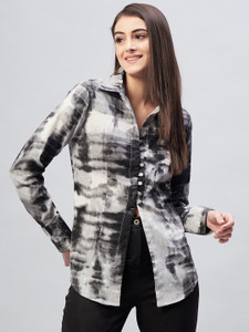 RARE Women Printed Casual Black Shirt