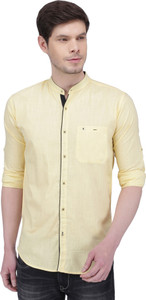 KUONS AVENUE Men Solid Casual Yellow Shirt
