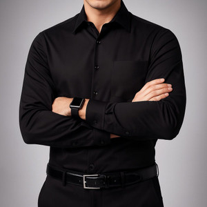 cnw Men Solid Casual Black Shirt