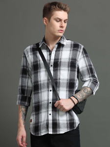 Rope Men Checkered Casual Black, White Shirt