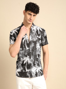 Voroxy Men Printed Casual Black Shirt