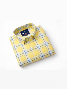 Vellical Men Checkered Casual Yellow Shirt