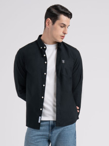 RED TAPE Men Solid Casual Black Shirt