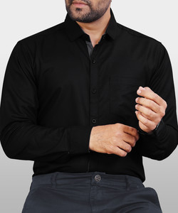 VeBNoR Men Solid Formal Black Shirt