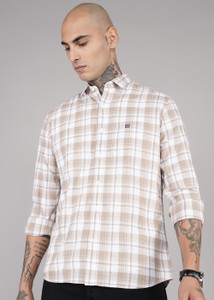 ARROW Men Checkered Casual Brown Shirt