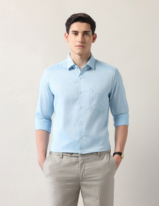 ARROW Men Self Design Formal Blue Shirt