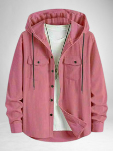 TB COLLECTION Men Regular Fit Solid Hood Collar Casual Shirt - Image 1