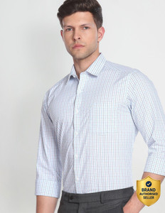 ARROW Men Checkered Formal Light Blue, White, Grey Shirt