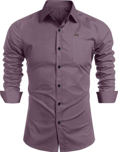 IKON FASHION Men Solid Casual Purple Shirt