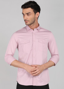 LAWMAN Men Solid Casual Purple Shirt