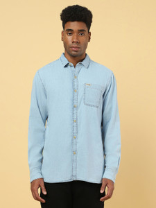 Wrangler Men Solid Casual Blue Shirt