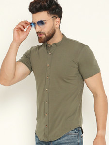 GESPO Men Solid Casual Green Shirt