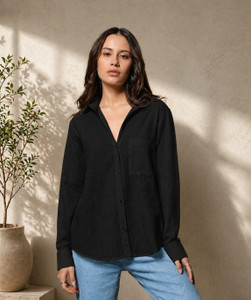 METRONAUT Women Solid Casual Black Shirt