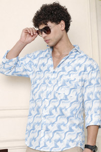 FTX Men Printed Casual Blue Shirt