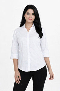 NABAERA Women Solid Formal White Shirt