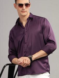 Lovingvibe Creation Men Solid Formal Purple Shirt