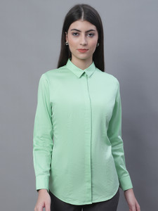 CANTABIL Women Solid Casual Light Green Shirt