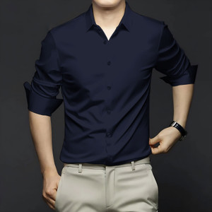 cvc Men Solid Formal Dark Blue Shirt