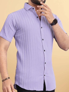 NIVICK Men Self Design Casual Purple Shirt
