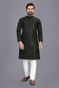 Maheshvar Men Embroidered Pathani Kurta