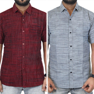 DALIVD X Men Solid Casual Red Shirt