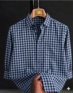 Youth First Men Checkered Casual Blue Shirt - Image 6