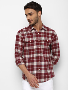 American Eagle Outfitters पुरुषों के लिए चेकर्ड कैज़ुअल लाल  शर्ट