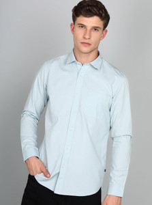 INTEGRITI Men Self Design Casual Light Blue Shirt