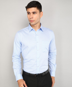 Raymond Men Self Design Formal Light Blue Shirt